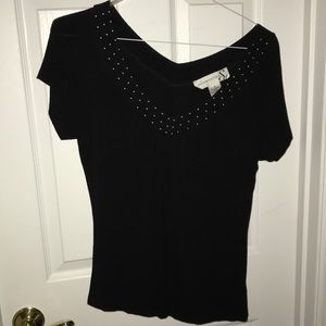 Nice short sleeve blouse. Black V neck